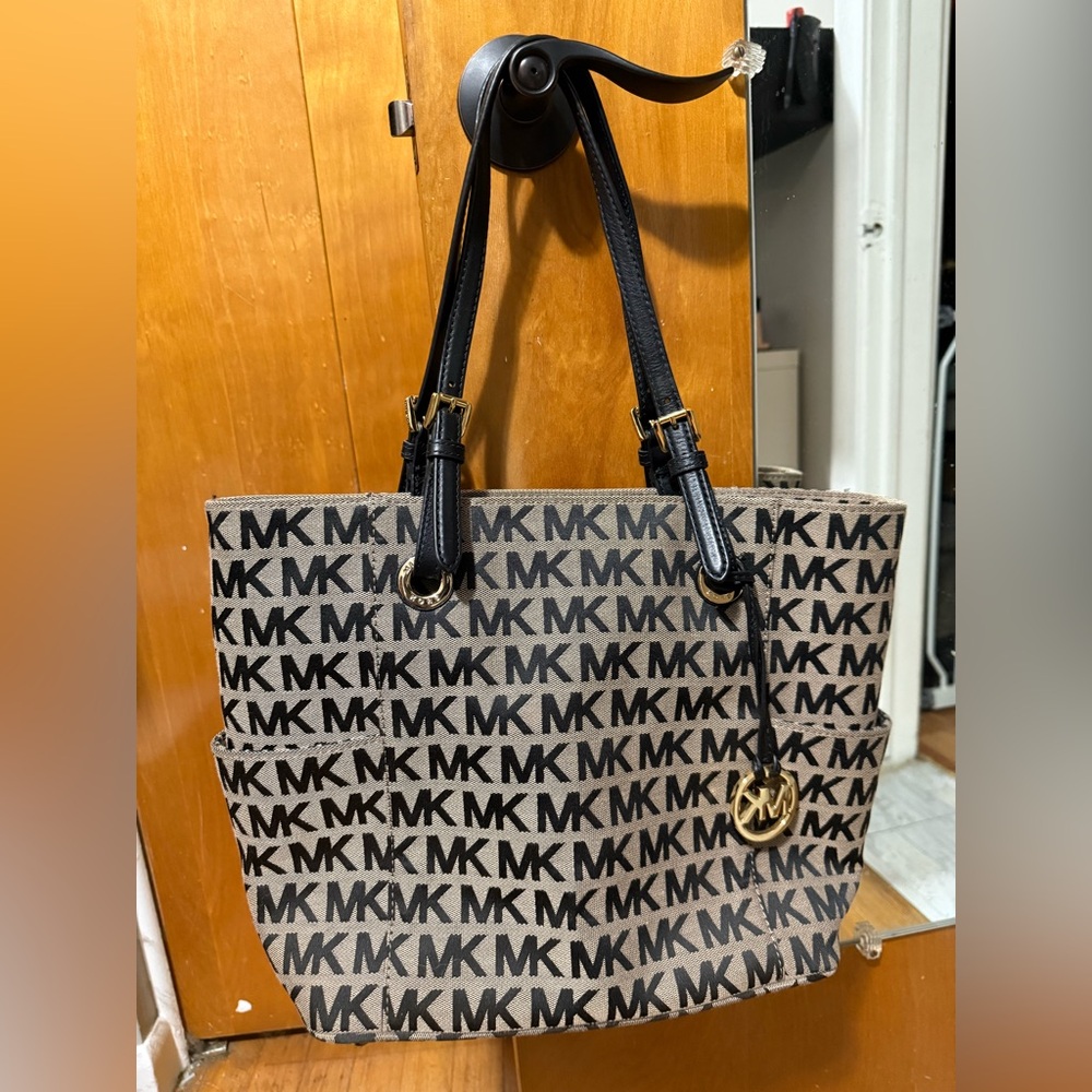 Michael Kors Signature Black and Tan Tote